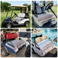thumbnail image 6 of Golf Cart Seat Covers for 2 Seater,Blue Brown Ombre Microfiber Cart Seat Towel Blanket,Abstract Modern Art Fluid Striped Absorbent Breathable Non Slip Bench Seats Protector for Golf Course 51"x31", 6 of 9