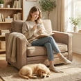 thumbnail image 2 of HOMCOM Fauteuil d'Appoint, Fauteuil Rembourré avec Grand Siège, Brun, 2 of 10