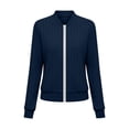 thumbnail image 4 of Fnooota Women Ribbed Knit Zip Up Jackets, Long Sleeve Crew Neck Fall Casual Cardigan Jackets Navy Size S, 4 of 8