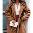 thumbnail image 4 of Katigan Women'S Fuzzy Fleece Lapel Open Front Long Cardigan Coat Faux Fur Warm Winter Outwear Jackets Khaki XXL, 4 of 6