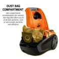 thumbnail image 3 of Ovente Electric Bagged Lightweight Canister Vacuum Cleaner with 2 Speed Control & HEPA Filter, Powerful Portable Suction Machine with 3 Cleaning Attachments for Hard Floor and Carpet, Orange ST1600O, 3 of 6