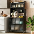 thumbnail image 2 of Costway 5 Tier Kitchen Bakers Rack with Flip Door Cabinets Pegboard & Hooks Black, 2 of 10