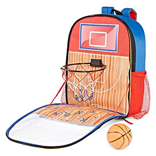 Basketball Boys 16" Backpack Slam Dunk FoldOut Hoop and Mini