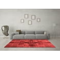 thumbnail image 3 of Ahgly Company Machine Washable Indoor Round Checkered Red Modern Area Rugs, 7' Round, 3 of 4