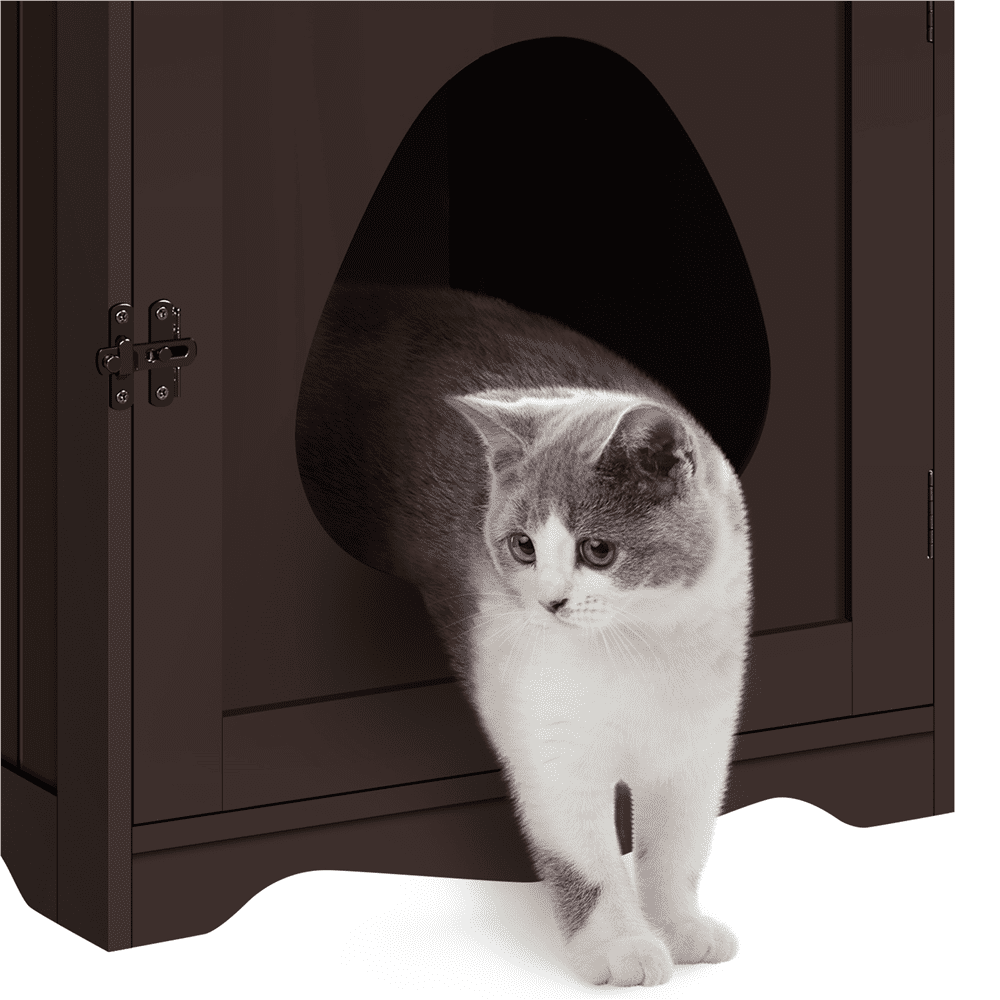 Renwick Enclosed Cat Litter Box End Table, Espresso
