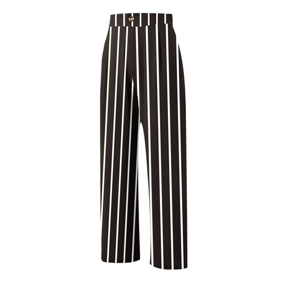 Patlollav Women Loose Casual Comfortable Solid Color Striped Straight Leg Wide Leg Pants Cropped Pants