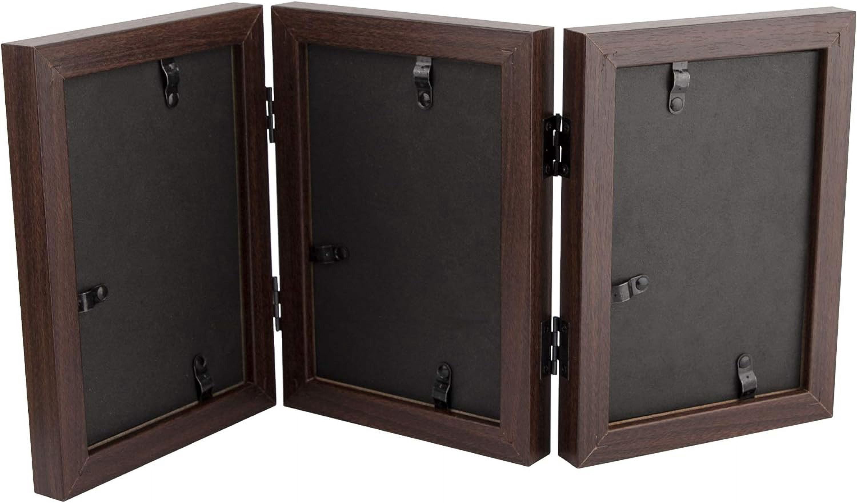 Golden State Art 5x7 Trifold Hinged Desk Top Picture Frame, Brown, 1-Pack