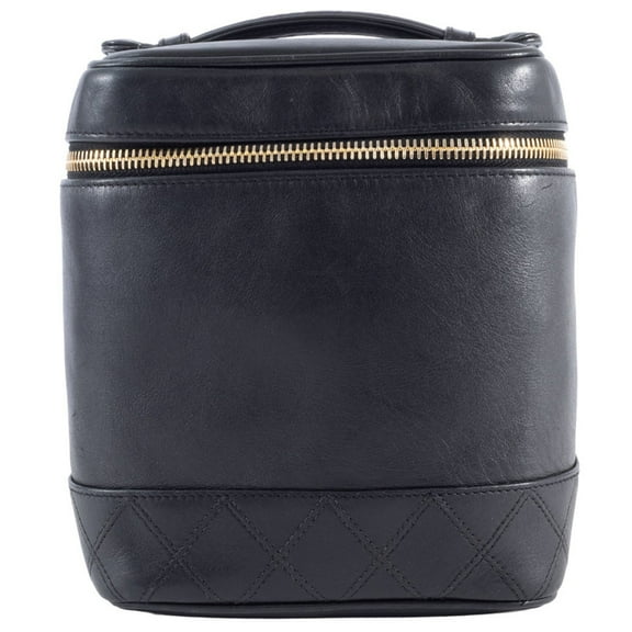 Pre-Owned Chanel Bicolor Vanity Bag Handbag A01619 Lambskin Black Women's Pouch CHANEL