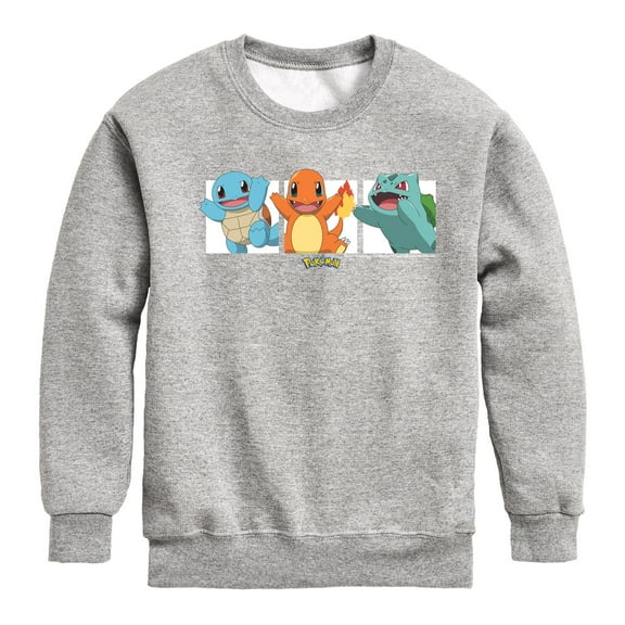 Pokémon - Squirtle, Charmander and Bulbasaur - Youth Crewneck Fleece Sweatshirt