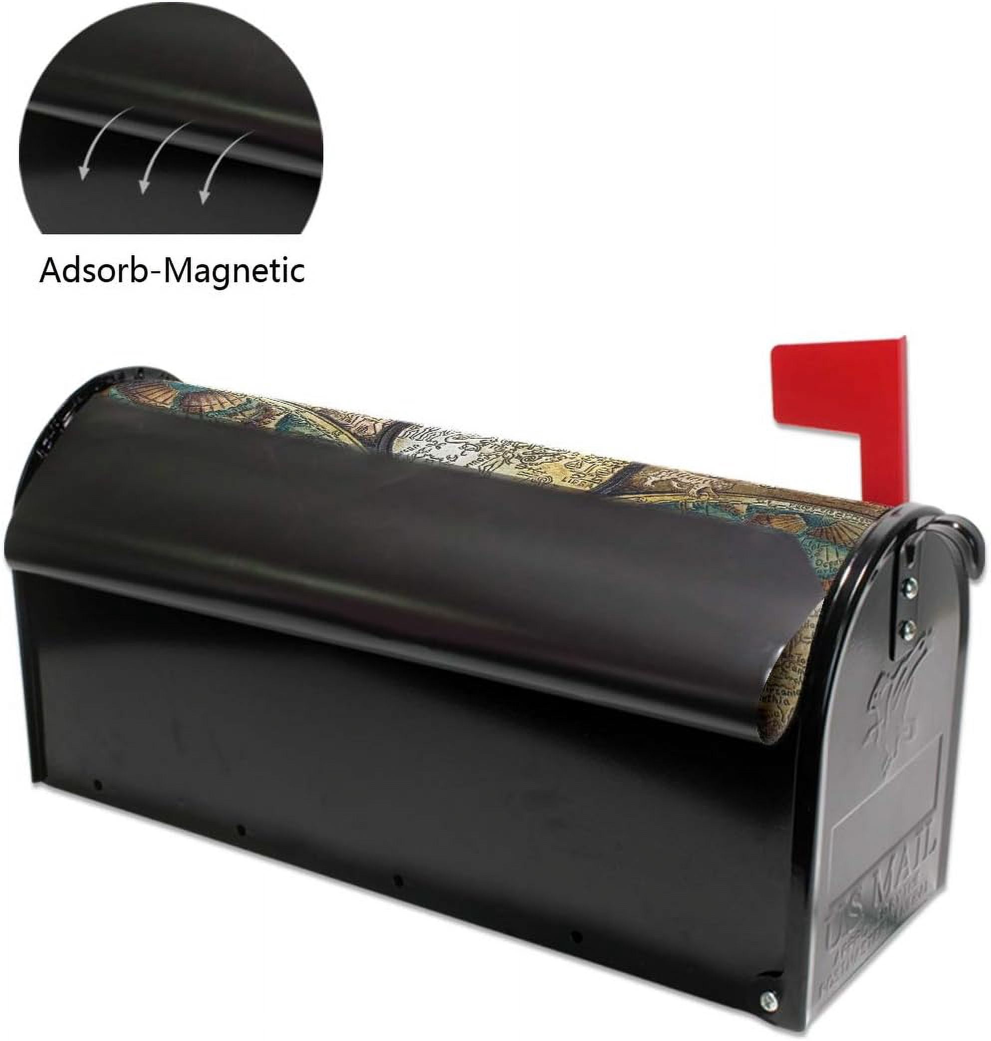 Vintage World Map Magnetic Mailbox Cover MailWraps Garden Yard Home Decor for Outside Oversized-25.5" x20.8"
