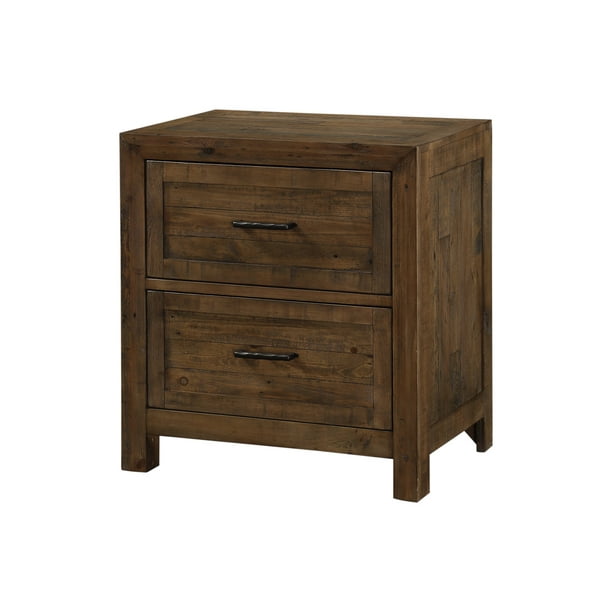 Emerald Home Pine Valley Carmel Brown Nightstand With Solid Wood Planking And Hammered Hardware 2 Drawer Walmart Com Walmart Com