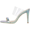 thumbnail image 2 of Vince Camuto Ashta Holographic Clear Wrapped Stiletto Mule High Heeled Sandals (Multi Blue, 9), 2 of 6