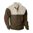 thumbnail image 2 of Mens Corduroy Pullover with Mock Neck and Leather Elbow Patches Durable and Stylish Autumn Clothing Brown 3XL, 2 of 8