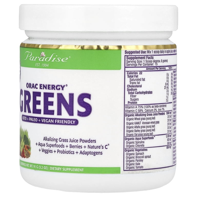 //新品未開封//Paradise ORAC Energy Greens 2個 Paradise Herbs Orac Energy Greens 3.2 oz Powder - Walmart.com