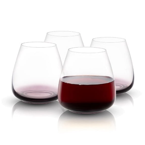 JoyJolt Black Swan Colored Stemless Red Wine Glasses Gift Set, Set of 4