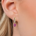 thumbnail image 3 of Gem Stone King 925 Silver and 10K Yellow Gold Pink Created Sapphire and White Lab Grown Diamond Stud Earrings for Women | 1.05 Cttw | Gemstone September Birthstone | Oval 6X4MM, 3 of 6