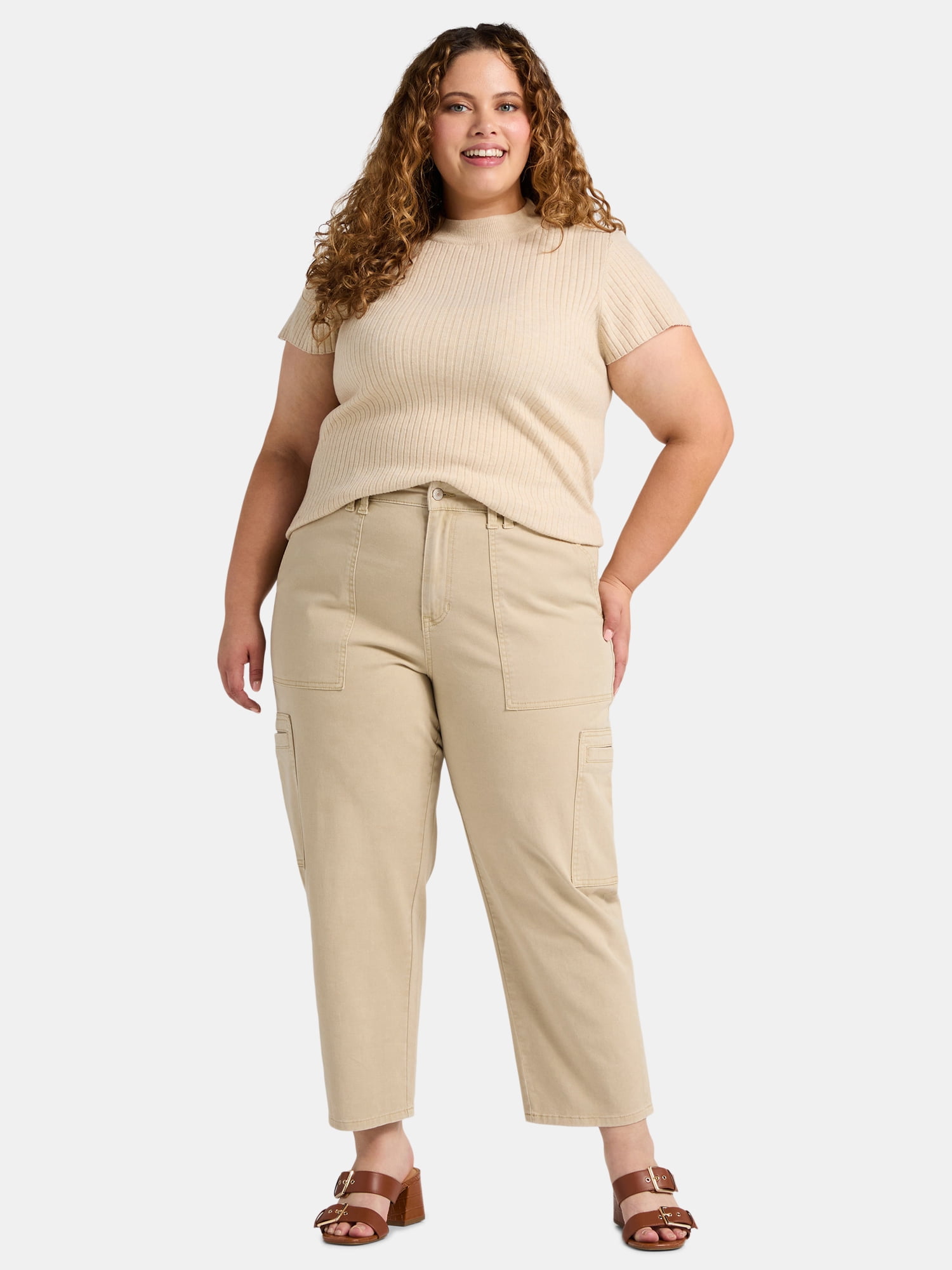 Terra & Sky Women's Plus Utility Pants, 26'' Inseam, Sizes 14W-22W