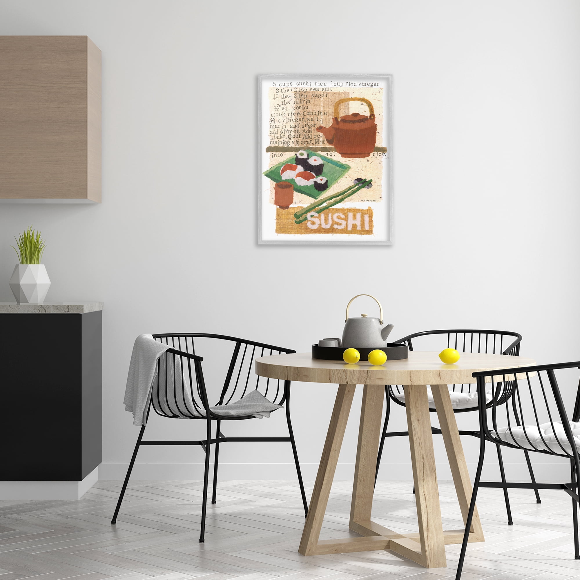 Stupell Industries Traditional Sushi Recipe Food & Beverage Painting Gray Framed Art Print Wall Art, 24 x 30