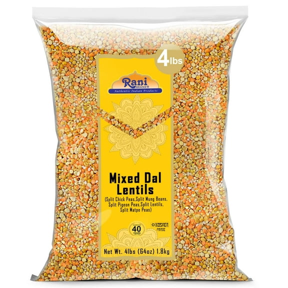 Rani Mixed Dal (Chana Dal, Moong Dal, Toor Dal, Masoor Dal, Urad Dal) 64oz (4lbs) 1.81kg Bulk ~ All Natural | Gluten Friendly | NON-GMO | Kosher | Vegan | Indian Origin