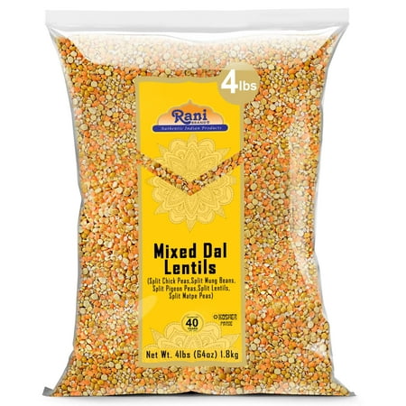 Rani Mixed Dal (Chana Dal, Moong Dal, Toor Dal, Masoor Dal, Urad Dal) 64oz (4lbs) 1.81kg Bulk ~ All Natural | Gluten Friendly | NON-GMO | Kosher | Vegan | Indian Origin
