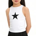 thumbnail image 2 of Tsesme Girls Star Print Tank Tops 2-14y, Casual Round Neck Sleeveless Tee, Summer Ribbed Knit Breathable Athletic Tanks, 2 of 6