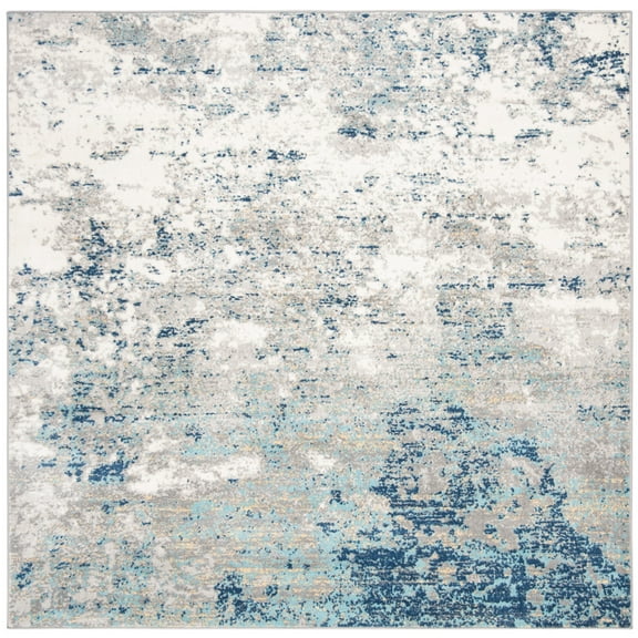 SAFAVIEH Brentwood Ainslee Abstract Area Rug, Light Grey/Blue, 3' x 3' Square