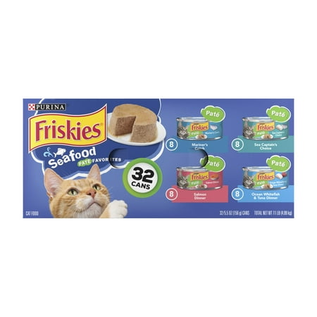 UPC: 0050000454358 | Purina Friskies Pate Wet Cat Food For Adult Cats & Kittens Seafood Favorites Variety Pack 5.5 oz Cans (32 Pack)