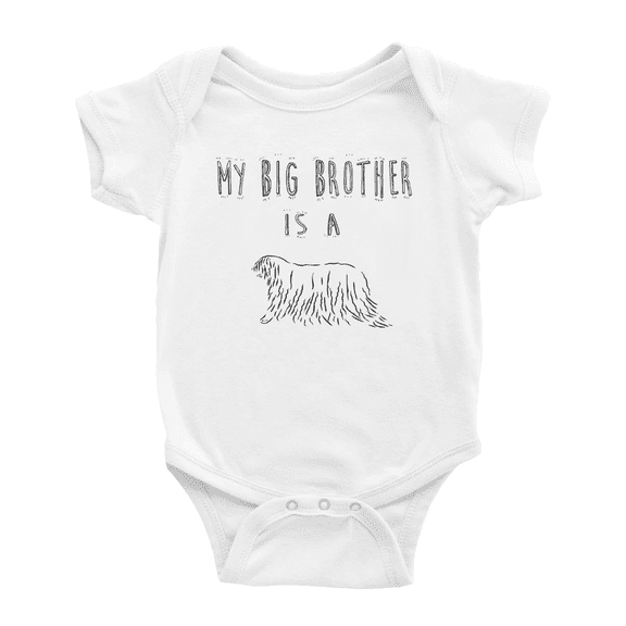 My Big Brother Is A Hungarian Puli Dog Cute Baby Clothing Bodysuits Boy Girl Unisex