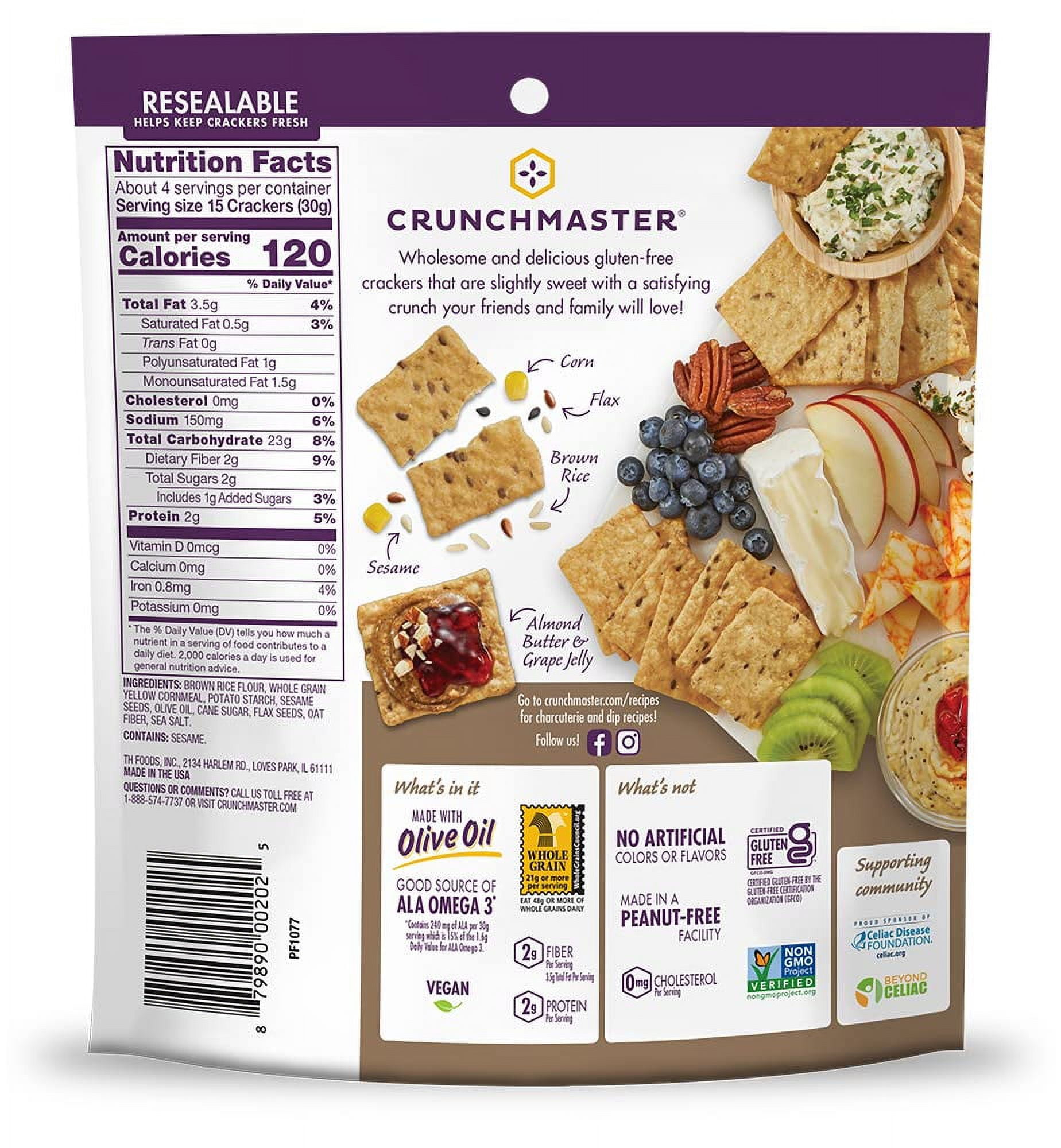 Pack of 12, Crunchmaster Sea Salt Multi-Grain Crackers, 4 oz