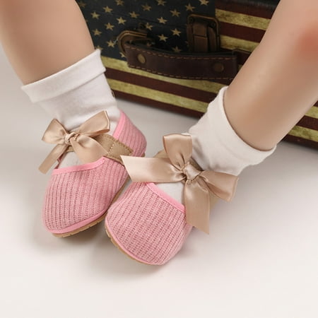 

Baby Toddler Kids Girls Bowknot Shoe Soft First Walking Princess Shoe