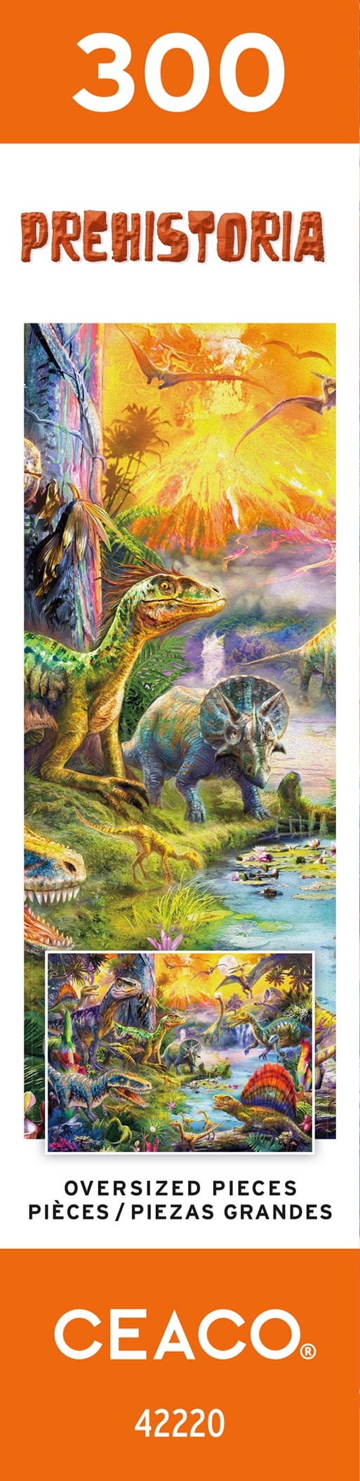 Ceaco 300-Piece Prehistoria Dinosaur Landscape Interlocking Jigsaw Puzzle