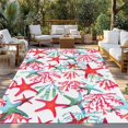 thumbnail image 2 of Summer Red Starfish Outdoor Rug 5x7 Ft - Reversible Patio Rug Outdoor Camping Rugs, Green Coral Coastal Ocean Abstract Washable Indoor Outdoor Area Rugs, Non-Slip Outdoor Carpet Runner for Deck/Porch, 2 of 8