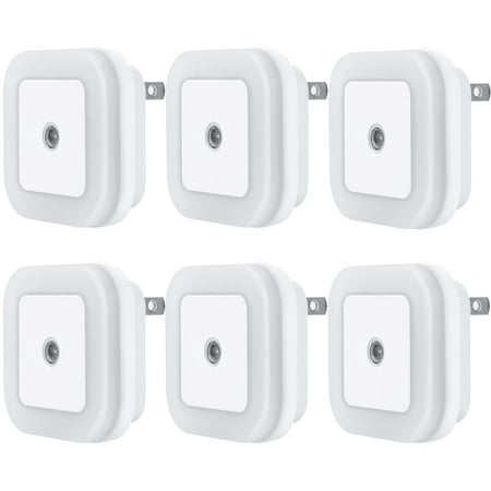 

LED Night Light Lamp with Smart Sensor Dusk to Dawn Sensor Daylight White 0.5W Plug-in 6-Pack