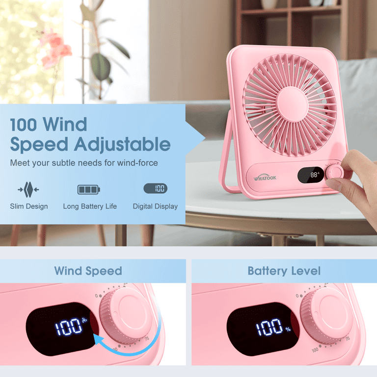 Kidsjoy Portable USB Rechargeable Desk Fan, 100 Speeds photo 3