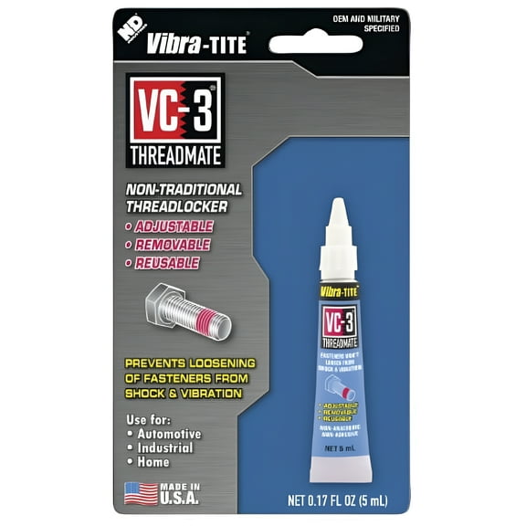 Reusable Threadlocker, VIBRA-TITE VC-3, Red, High, Liquid, 0.16 fl oz, Tube