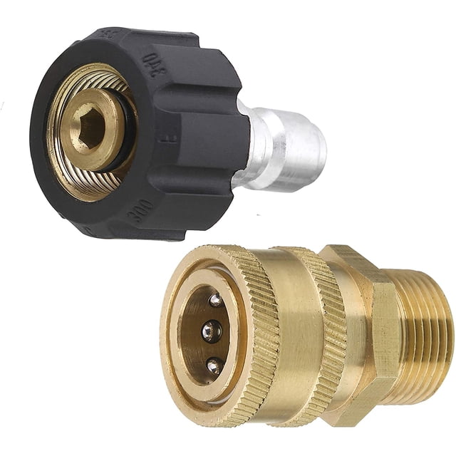 Kit adaptador de lavadora de alta presión compatible con conexión rápida métrica M22 para conector giratorio hembra de 15 mm a conector macho M22 de 5000 psi