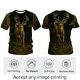 thumbnail image 3 of Rebaike Men's 3D Buck Deer Hunting Season Graphic T-Shirt, Realistic Stag Wildlife Outdoor Casual Tee, 3 of 7