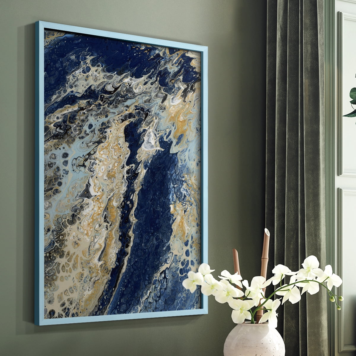 C39 Framed Print in Blue Solid Wood Framed Print No Nail Hanging