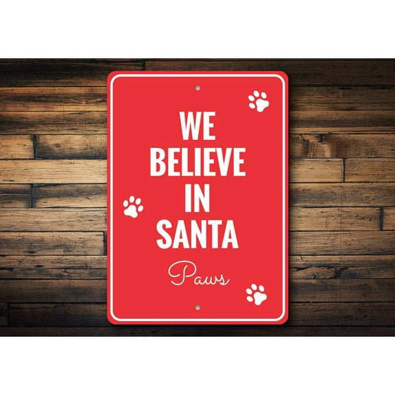 Santa Paws Novelty Sign, Metal Wall Decor - 10x14 inches