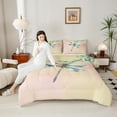 thumbnail image 4 of Manfei Vintage Dragonfly Insect Queen Comforter Set, Rustic Farmhouse Animal Bedding Sets, Teens Kids Adult Reversible Bedding Comforter Set, Lightweight Room Decor, 3pcs, 4 of 8