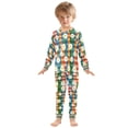 thumbnail image 6 of FORMRS Long Sleeve Top and Pants Pajama Set for Niños 2-Piece Sleepwear, Sizes 18M-8Y, Green Checkered Daisy, 6 of 6