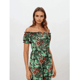 thumbnail image 2 of Women's Open Shoulder Short Sleeve Keyhole Neckline Floral Summer Dress, Green, X-Large, 2 of 5