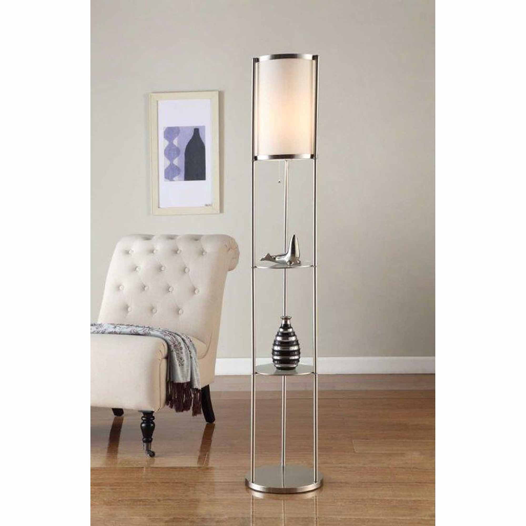 Artiva USA 64" Exeter Brushed Steel Shelf Floor Lamp - Walmart.com