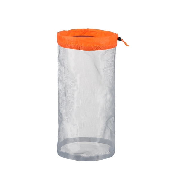 Bolsa de red con cordón para guardar cosas, ligera, de nailon, para el hogar, viajes al aire libre (naranja)