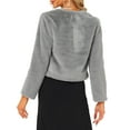 thumbnail image 3 of CHAQUETA CORTA ABIERTA INSPIRADA EN CHIC PARA MUJER, BOLERO DE FALSO PIEL DE MANGA LARGA, ABRIGO DE INVIERNO XL GRIS, 3 of 6