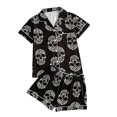 thumbnail image 6 of Miaoju Summer Pajamas for Women 2 Piece Round Neck Button Up Comfywear Halloween Pjs Print Lounge 2026 Pjs Sleepwear Short Sleeve Funny, 6 of 8