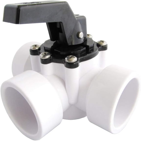 FibroPool Swimming Pool Diverter Valve - 1 1/2 Inch - 3 Way - Replacement Slip Valve for Pools and Spas White