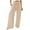 Khaki, variant on AGWOLF Palazzo Pants for Women Plus Size Casual Drawstring Elastic High Waist Pants Loose Comfy Wide Leg Trousers Womens Ice Silk Wrinkled Trouser with Pockets