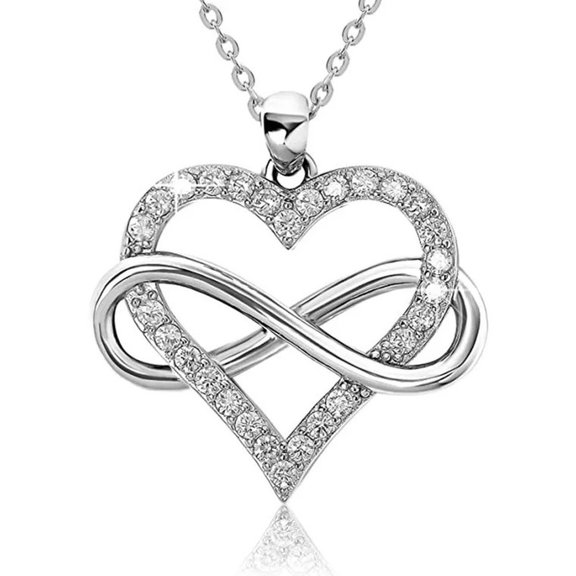 VOLALO Necklace 14K White Gold-Plated Synthetic Cubic Zirconia for Women 20 Inch