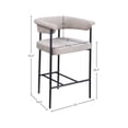 thumbnail image 3 of Meridian Furniture Malin Taupe Linen Textured Fabric Counter Stool (Set of 2), 3 of 8